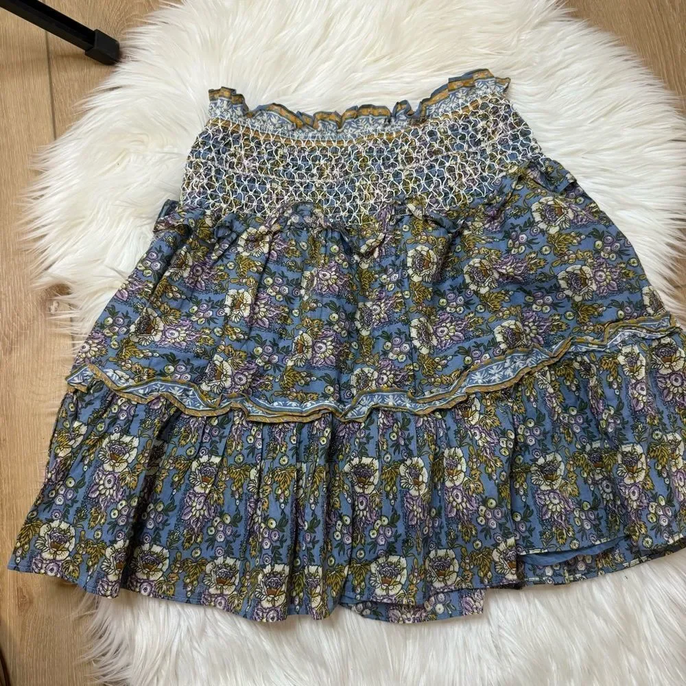 [Jennifer & Grace] Floral Skirt with Smocked Waist - Size Medium
